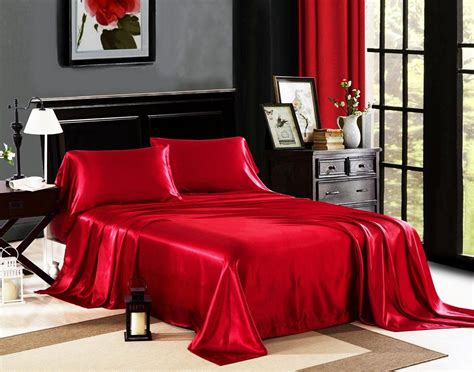 red silk bed set